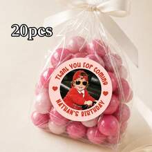 客製化照片文字生日貼紙，個性化感謝光臨派對貼紙，兒童生日禮物袋貼紙，派對小禮，生日紀念禮物 - 彩色 - 查看 18