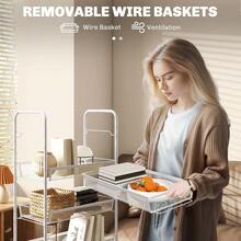 Five-Steel Mesh Basket Storage Trolley, With Wheels - White - T0001-01-8552 - View 6
