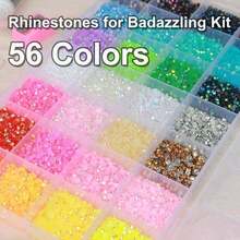 56 Colors Resin Jelly Rhinestone Decor Set, 2 Boxes Multi-Color Flat Back Rhinestones, Suitable For Clothing, Shoes, Books, Fabric, Phone Cases, Room Decor DIY Crafts - Multicolor - View 3