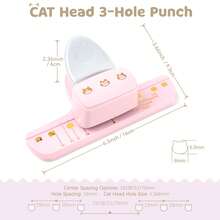 16x9.3x6cm Cute Cat Head 3-Hole Punch For Scrapbook Loose Leaf Paper, Blue/Pink Planner Hole Punch With Alignment Guide Compatible With A5,A6,A7,A8 Mini,B5 And Custom Sizes, Multi-Size Binder Refill Pages Punching Craft Tool - A - View 5