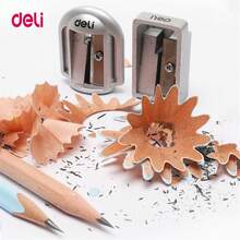 1/2pcs Deli Zinc Alloy Pencil Sharpener, Silver Metal Pencil Sharpener, School & Office Pencil Sharpener, Stationery Supplies - Silver - View 4