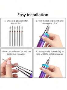 6/3/1pc Diamond Nail Drill Bit Set, Includes Grinding, Cuticle Trimming And Other Electric Nail Care Tool Accessories, Suitable For Various Nail Care Products And Tools, Perfect Gift For Friends - Multicolor - View 5