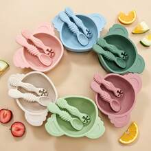 3pcs Silicone Tableware Set, Includes 1 Koala Bowl And 2 Spoons, For Baby Daily Feeding And Self Feeding Training, Nice Gift Option - Multicolor - View 3