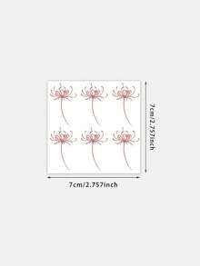 1pc Temporary Tattoo, Red Line Art Lycoris Radiata Pattern, Realistic Fake Tattoo Design, For Daily, Bachelorette Party Favors, Music Festival, Game, Graduation Gift, Lasts 3-5 Days - Red - View 2
