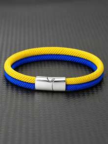 1PC Men's Two-Color Braided Rope Bracelet, Simple Magnetic Buckle Wristband, Casual Daily Wear Jewelry Gift, Couple Friendship Jewelry Gift - Multicolor - View 8