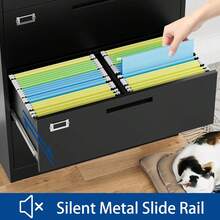 Archivador Lateral de Metal Negro 40.1x89.9x72.9 cm |   Gabinete de 2 Cajones Grandes con Cerradura para Colgar Archivos |   Compatible con Carta Legal F4 y A4 para Oficina |   Fácil de Armar - Negro - Ver 7