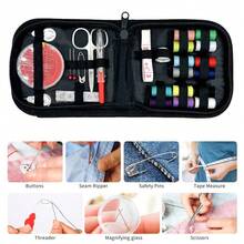 Kit de costura, kit de aguja e hilo con suministros y accesorios de costura para adultos, principiantes, hogar, viajes, emergencias que incluye tijeras, cinta métrica, enhebrador de agujas y talla grande - traje - Ver 6