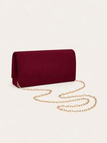 REMANLAND Vintage Burgundy Velvet Clutch, Elegant Envelope Wallet With Curved Gold Trim, Exquisite Evening Bag For Weddings, Dinners, Parties And Formal Occasions - Burgundy - View 6