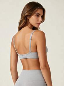 Lilivine Women's Push-Up Bra Set - Front Knot Seamless Padded T-Shirt Style Bra Suitable For Small Bust - Grey - View 2