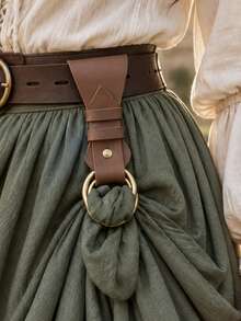 1pc Medieval Renaissance Women's Skirt Lift PU Leather Dual Metal Ring Skirt Hem Holder, Vintage Belt Pendant, LARP Roleplay Renaissance Fair Costume Accessory, Halloween Cosplay Accessory - ZSJ - View 7