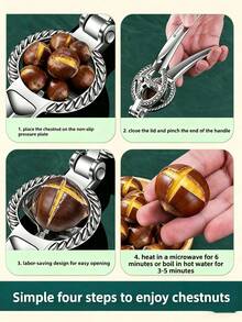 Manual Chestnut Cracker, 304 Stainless Steel Blade Nut Sheller, Cross-Opening Shelling Tool For Home Use - Multicolor - View 2