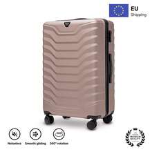 W WINGS Travel Luggage Set 4 Pcs | Vanity Case, Cabin, Medium And Large Suitcases With Spinner Wheels And Telescopic Handle - Beige - View 12