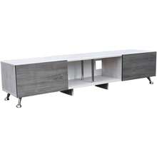 Mueble para TV Blanco y Gris de Melamina, Centro de Entretenimiento con Puertas y Estantes Abiertos, Mueble de Almacenamiento para Sala de Estar, Gran Capacidad, Fácil Montaje - Gris Claro - Ver 3