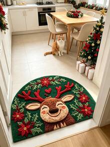 1pc Deer Half Moon Door Mat, Door Mat, Small Rug, Welcome Mat, Carpet, Floor Mat, Outdoor Door Mat, Kitchen Rug, Home Decor, Front Door Mat, Area Rug, Outdoor Mat, Home Decor - Multicolor - View 4