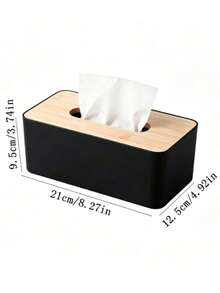 1PC Minimalist Wooden Lid Plastic Tissue Box, Black And White Dual Color Options, Home Dining Table, Office, Hotel Guest Room, Restaurant Tabletop Tissue Box Decor, Bathroom, Vanity, Living Room, Car, Kitchen Essentials, Wedding, Bathroom, Vanity, Back To School, Halloween, Christmas Home Decor. - Multicolor - View 13