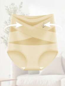 MIOTAN Women's High Waist Triangle Panties Soft, Comfortable, Cross Strap Design - Apricot - View 2