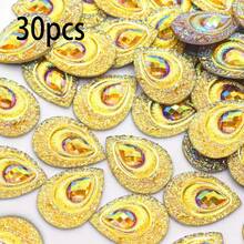 30pcs/Pack Large Teardrop Shaped Resin Peacock Tail Sequins, 18*25mm Eye-Shaped Resin Diamonds, AB Color Resin Crystals, Suitable For DIY Dance Costumes - Multicolor - View 15