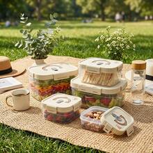 Multi-Functional Transparent Plastic Compartment Food Storage Box, Refrigerator Multi Grids Sealed Fresh-Keeping Box With Cover, Large Capacity Reusable Vegetables FruitsIngredient Container, Microwave Heatable, Kitchen Food Storage And Organization - Multicolor - View 3
