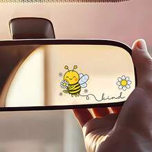 Vinyl Rearview Mirror Decals Feature Cute Cartoon Bee Designs With Floral And Butterfly Patterns. These Glossy Stickers Are Perfect For Decorating Cars, Laptops, And Bottles - L - View 5
