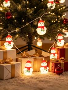 1pc Christmas Snowman String Lights, Battery-Powered, Cute Snowman LED Fairy Lights, Suitable For Holiday Atmosphere In Living Room And Bedroom, Christmas Tree Decorations, Fireplace, Garden, Party Atmosphere Lights - Snowman - View 9