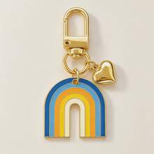 1pc/3pcs/4pcs Unisex Alloy Rainbow Oil Drop Pendant, Gold 3D Heart Charm Keychain, Minimalist Bag Pendant Wallet Accessory - Multicolor - View 16