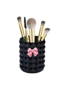 1pc Fashion Diamond Texture Bow Makeup Brush Holder - Lightweight, Suitable For Cosmetics And Bathroom Decor Countertop Storage - Multicolor - View 6