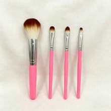4Pcs Women Cosmetic Makeup Brushes, Soft Hair Face Powder Brush & Small Eye Makeup Brushes, Travel Beauty Tool - Pink - View 5