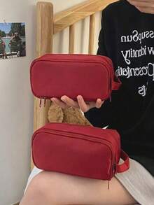 Large Capacity Double Layer Makeup Bag, Multi-Function Travel Pencil Case, Portable Waterproof Travel Cosmetic Storage Bag, Multi-Compartment Toiletry Bag, School And Travel Essentials, Back To School Christmas Gift, Bedroom Room Decor, Back To School - Single Piece - View 3