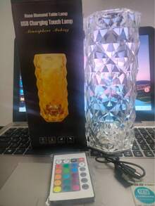 1pc 16-Color Crystal Rose Lamp, RGB Rose Diamond Touch Lamp, Bedroom/Living Room/Party Dinner Decor Creative Lamp, Home Gift 16-Color Changing Night Light With Remote Control And Touch - Multicolor - View 6