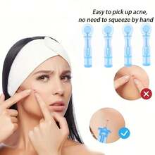 100pcs Ultra-Thin Closed Comedone Extraction Needles, Disposable Blackhead And Closed Comedone Removal Needles, Pimple Squeezing Needles, Closed Comedone Cleaning Set - Baby Blue - View 1