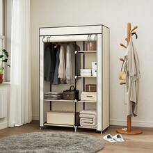 Fabric Wardrobe W/ Shelves Hanging Rail Foldable Wardrobe Cream - T0001-01-8087 - View 8