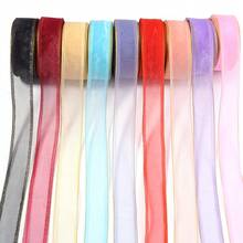 5 Yards/Roll Double Gold Edge Tulle Ribbon, 2.5cm Wide Transparent Thin Gauze Ribbon, Floral Gift Packaging DIY Bow Material, Suitable For Hair Accessory Making, Scrapbook Decoration, Christmas Wedding Birthday Party Decoration - Multicolor - View 7