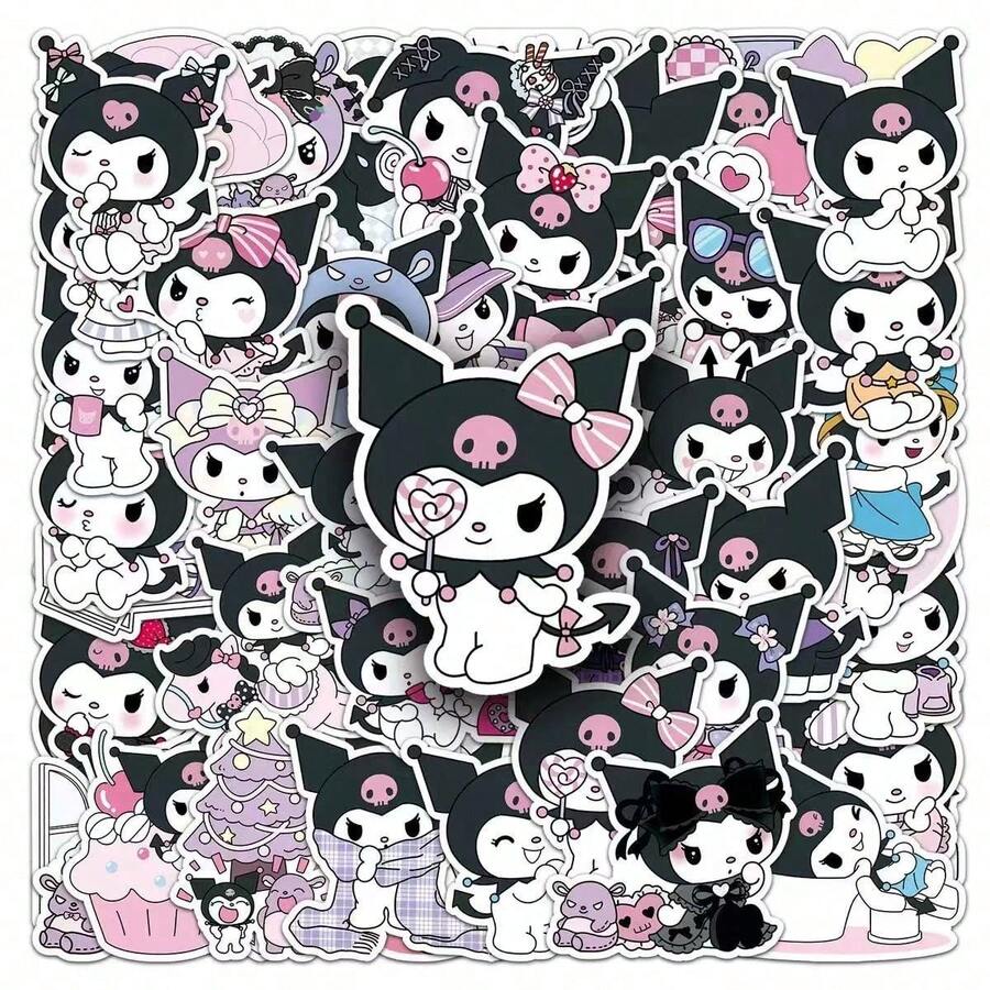 SANRIO S 裝飾貼紙,輕量防水乙烯基貼紙,易撕貼,適用於筆記本電腦、水瓶、滑板、行李箱、手機殼、剪貼簿等,可愛文具禮品,動漫貼紙,可愛房間裝飾 DIY 手作貼紙套組,返校季禮物與派對小禮 - 彩色 - 查看 1