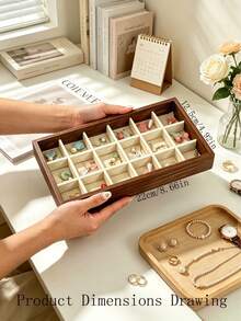 6/1pc Wooden Velvet Jewelry Tray, Jewelry Storage & Display Tray, Drawer-Style Earring Storage Box, Stackable Jewelry Storage Tray, Multi-Functional Jewelry Display Tray, Portable Multi-Purpose Storage Box, Desk Drawer Organizer - Multicolor - View 9
