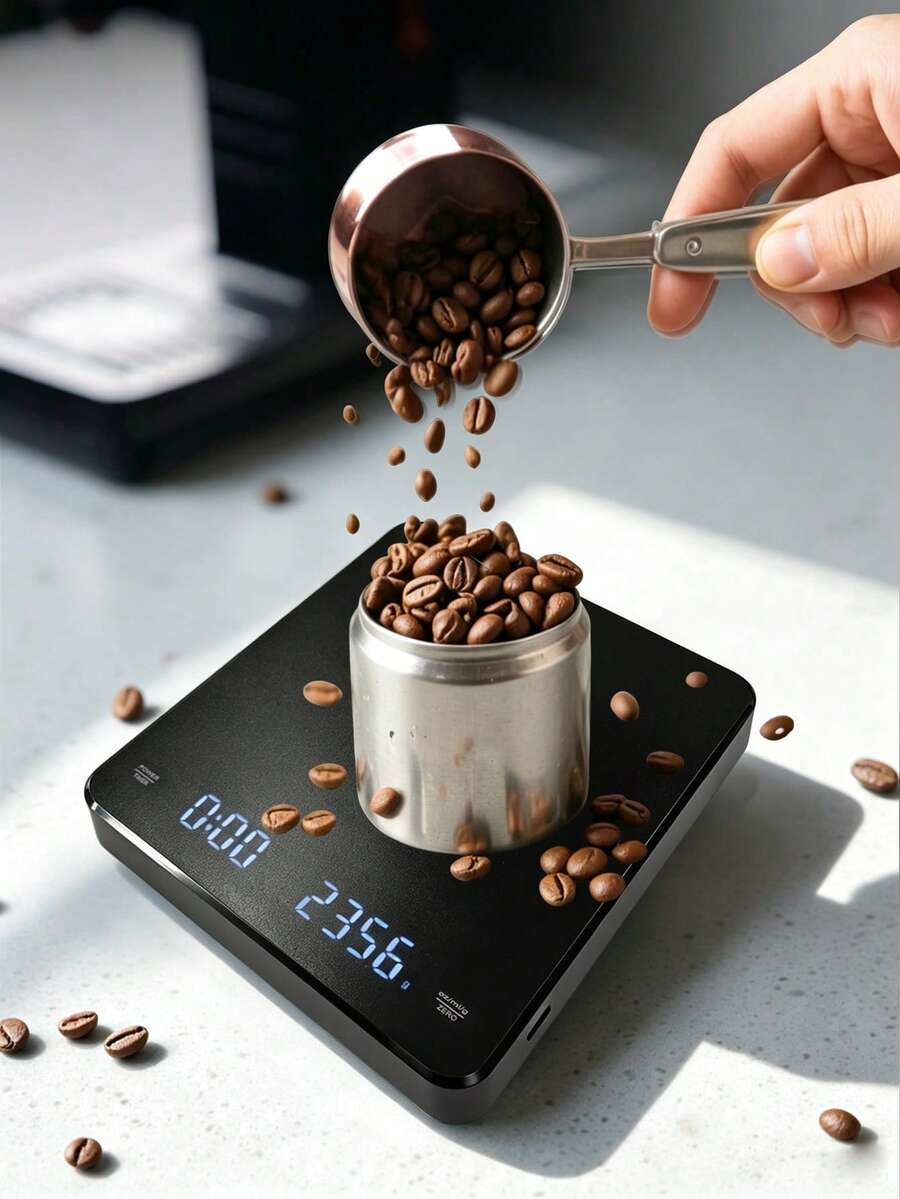SEAGO LED Smart Pour-Over Coffee Electronic Scale, TYPE-C Fast Charging. Dual Display For Timer And Weight, Four-Corner Anti-Slip Pads, Stable And Non-Slip. 3kg Capacity, 0.1g Precision, Suitable For Pour-Over Coffee, Kitchen Baking, Ingredient Weighing, Multi-Function Food Kitchen Scale