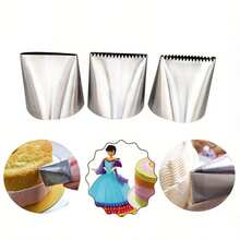 3pcs Extra Large Stainless Steel Piping Tips, Frosting Cream Decorating Nozzles, Cake Decoration Tools, Pastry Nozzles, Soft Candy Baking Accessories - Multicolor - View 8