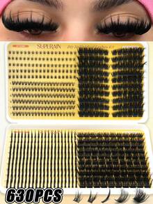 630pcs Mixed False Eyelash Book, D Curl, 5 Different Styles, Large Capacity, Customizable, Suitable For Beginners, Applicable For All Occasions, False Eyelash Book - C - View 2