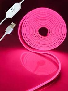1pc Pink Flexible LED Neon Light Strip, USB Powered With Touch Switch, 1m/3m/5m Optional, DIY Atmosphere Rope Light, Suitable For Bedroom, Gaming Room, Party Home Wall Decoration - Multicolor - View 6