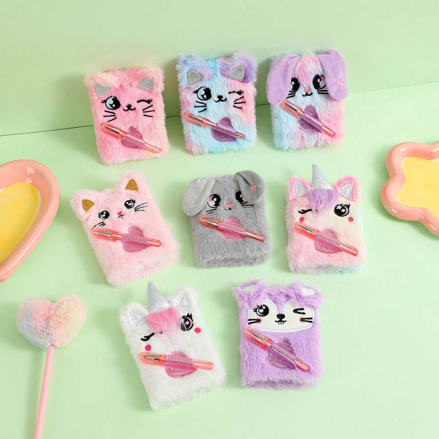Cartoon Lop Ear Rabbit Plush Notebook Cute Small Notebook With Pen ...
