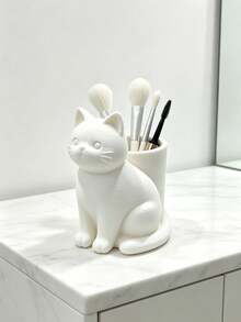 Cute Cat 3D Printed Pen Holder, Creative Cartoon Cat Design, Desktop Storage For Pens, Makeup Brushes, Lipsticks, Multiple Colors Available, Desk And Vanity Decor, Niche Healing Gift For Girls - Multicolor - View 15