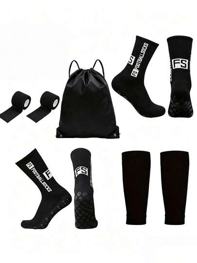 6pcs/Set Pelindung Betis Sepak Bola Unisex, Pelindung Betis dengan Titik Karet Anti Selip, Pelindung Lengan, Tas Ransel Serut, Perban Olahraga, Pelindung Betis Nyaman Cocok Untuk Sepak Bola, Yoga Dan Aktivitas Luar Ruangan.