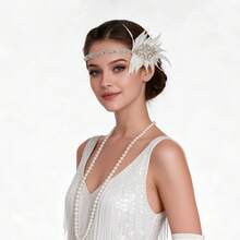 1PC 1920s Flapper Headband Water Brick Rhinestone Vintage Headpiece For Roaring 20s Gatsby Party Masquerade Carnival - A - View 5