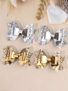 2pcs/4pcs Shiny Gold&Silver Hair Clips For Kids Girls, Sparkling Charming Bow Hair Clips,Girls Party Gift,Holiday Party Clips,Daily,Vacation - Multicolor - View 8