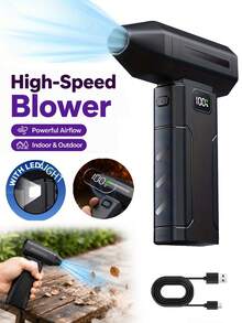 Portable High Power Dust Removal Fan, Compressed Air Blower, Multi-Speed Adjustable Mini Dust Removal Fan, Rechargeable Turbo Jet Fan, Motor-Driven High-Speed Powerful Fan, Suitable For Car, Computer, Keyboard, Home Use And Outdoor Activities - A - View 2