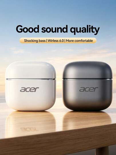 Auriculares inalámbricos semi-intraurales Acer OHR656, chip Bluetooth 6.0, diafragma grande de 13 mm, sonido estéreo, control táctil, estuche de carga portátil, aptos para ciclismo, compatibles con teléfonos iOS/Android