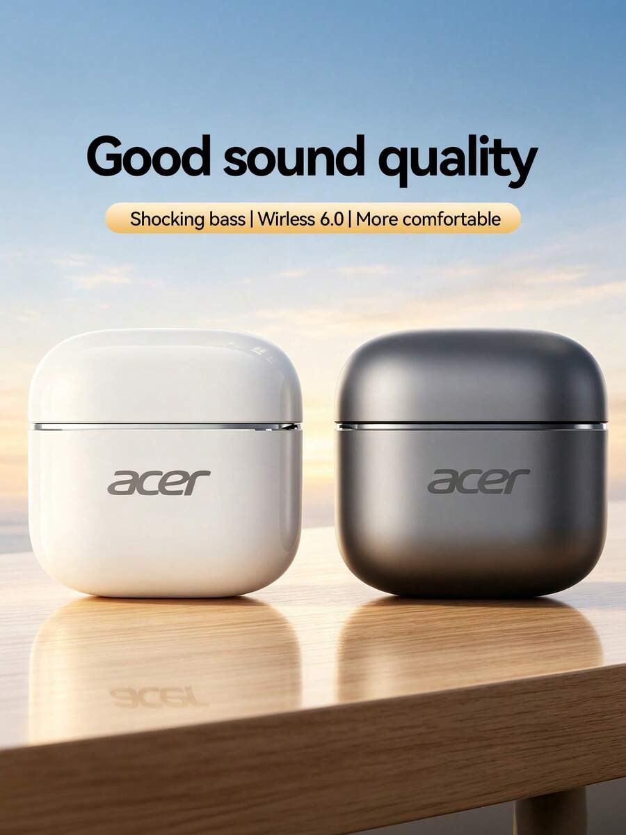 Acer OHR656 Semi-In-Ear Wireless Earbuds, Bluetooth 6.0 Chip, 13mm Large Diaphragm, Stereo Sound, Touch Control, Portable Charging Case, Suitable For Cycling, Compatible With IOS/Android Phones - View 1