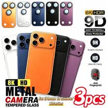 Yezodawee Camera Lens Protector Film Compatible With Iphone 17 Pro Max/17 Pro, Shatter-Resistant, Strong Adhesion, Compatible With Phone Cases, Metal Tempered Glass Rear Camera Screen Protector, 5 Colors Available (Blue/Silver/Orange/Transparent/Deep Cherry Red) - 3PCS - View 9