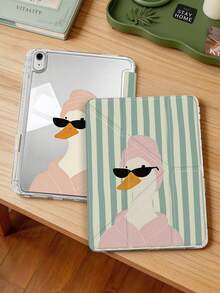 1 قطعة بطانية جهاز لوحي بنمط بطة مخطط أخضر متوافق مع iPad Mini6/Mini7/10.2/10.5/10.9 (Air4-Air8)/Pro 11/10th Gen/A16/Pro 11 2024، بطانية جهاز لوحي مطبوع بنمط ثنائي الجانب، بطانية خلفي من الأكريليك الشفاف، حامل قابل للطي 8 مرات بملمس حريري، وضع السكون/الاستيقاظ التلقائي، فتحة قلم مدمجة، القلم غير مشمول، بعض الموديلات مع إطار الكاميرا - متعدد الألوان - مشاهدة 2