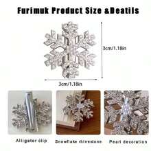 5pcs Rhinestone Snowflake Hair Clips Set, Suitable For Wedding Bride, Princess Ponytail, Holiday Hair Clips, Durable Hair Clips, Hair Clips Set, Holiday Hair Clips - Multicolor - View 6
