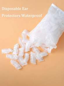100/50/10/5pcs Disposable Waterproof Ear Covers, Plastic Ear Protector Caps For Shower, Hair Dye, Blow Drying, Bathing, Transparent One-Time Waterproof Ear Covers - A - View 2